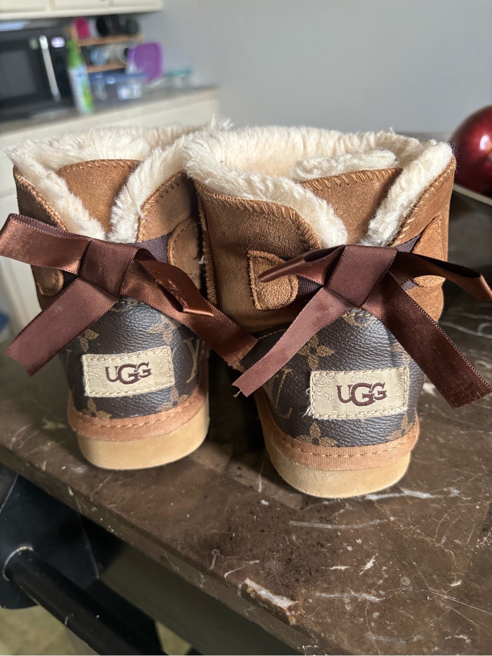 UGG Kids Chestnut Suede Cozy Shearling Ankle Boots